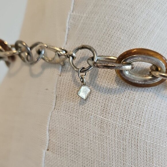 Elegant Chunky Tortishell Brown Chain Necklace - Picture 2 of 3